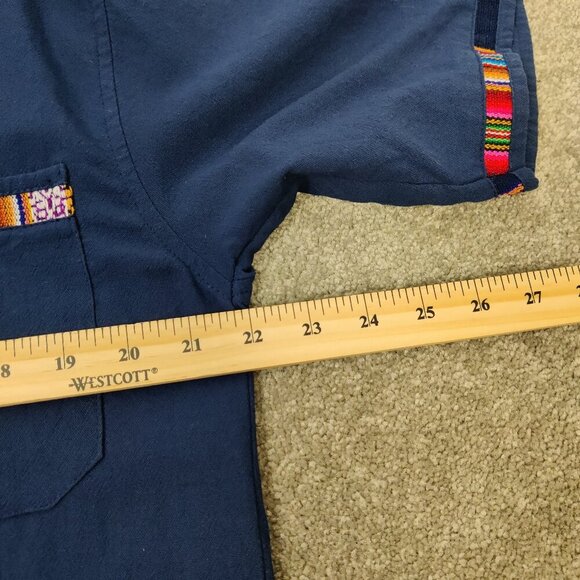 Andes Men's Short Sleeve Blue Cotton Handmade T-shirt Size Large Awayo Tee - Picture 8 of 9